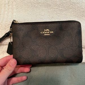 Coach double zipper wristlet
